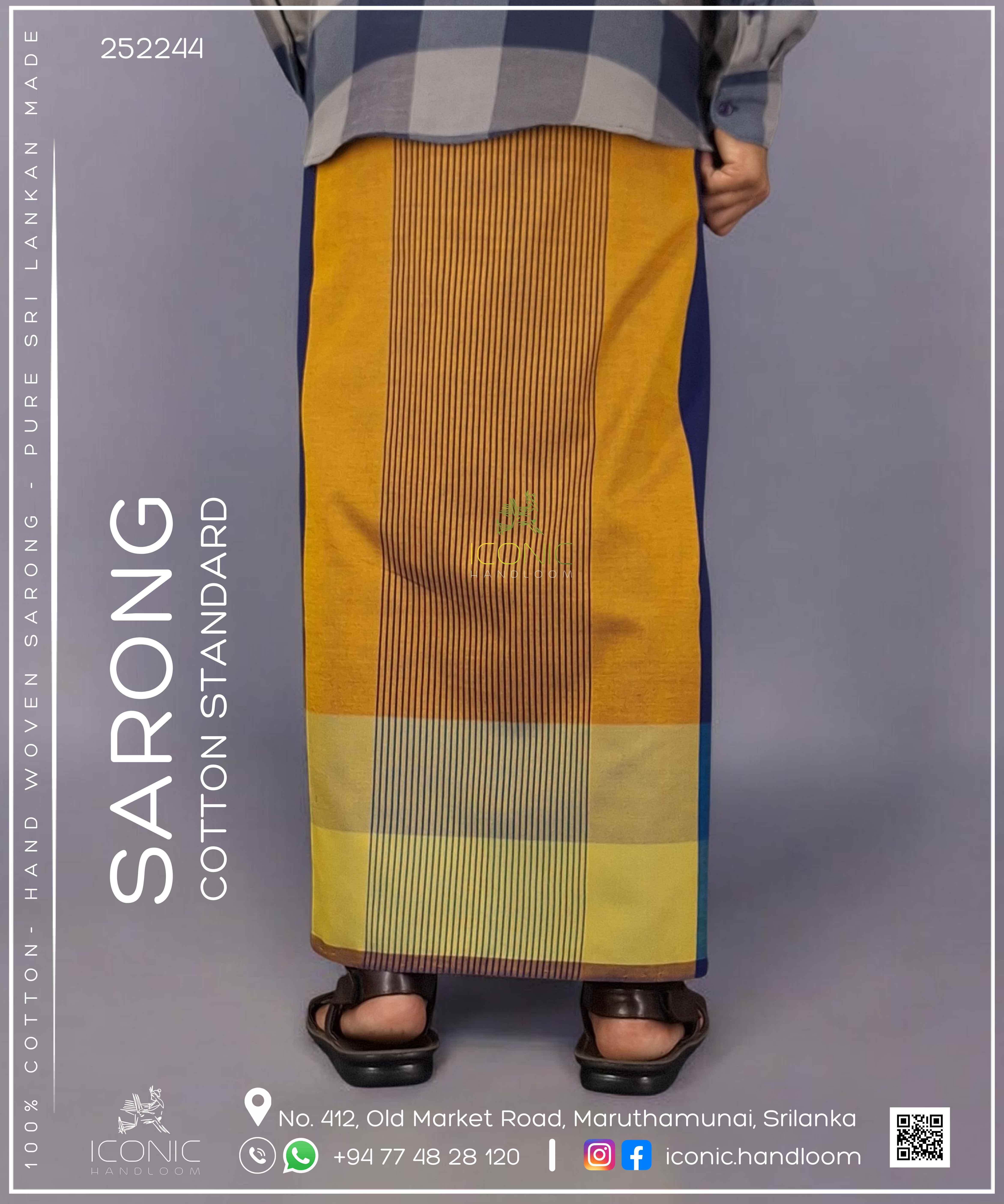 Handloom Cotton Sarong - The Sigiriya Gold - ICS 252244