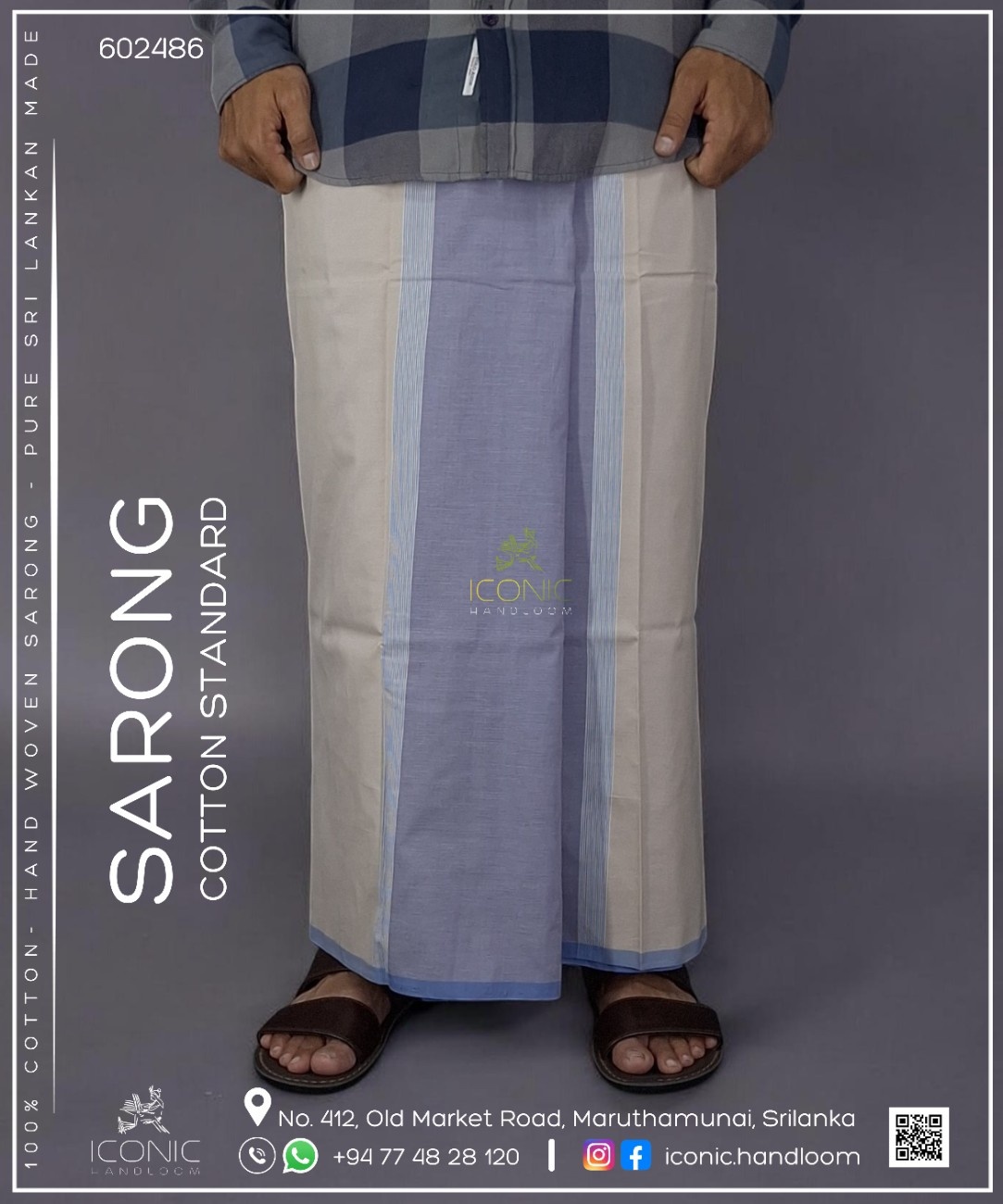 Sarong Cotton Standard -  Sweet Purple, Beige, Sky Blue & White