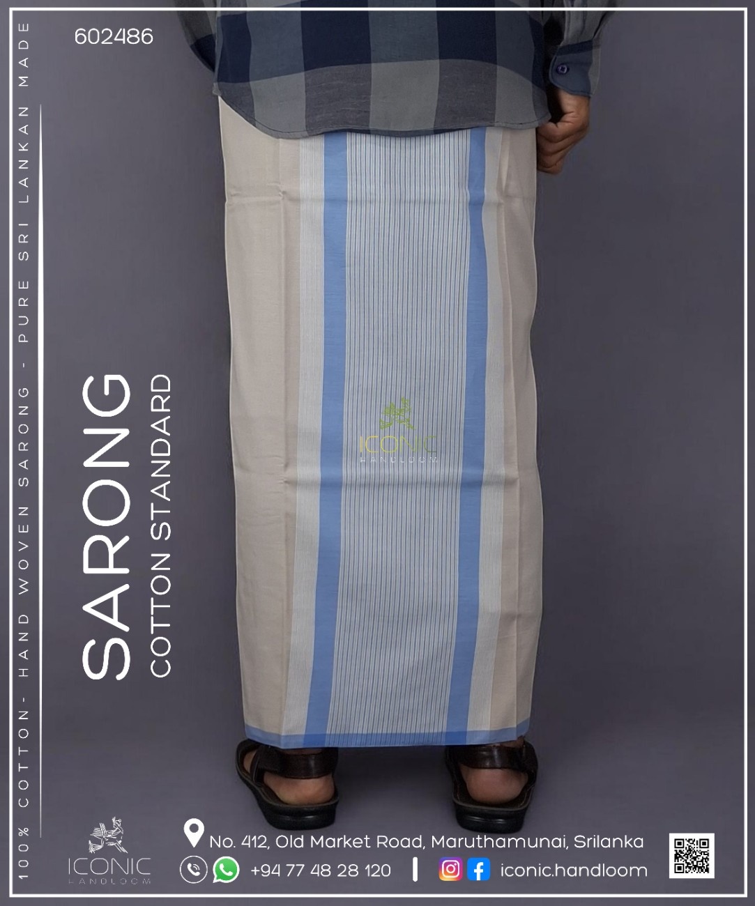 Sarong Cotton Standard -  Sweet Purple, Beige, Sky Blue & White