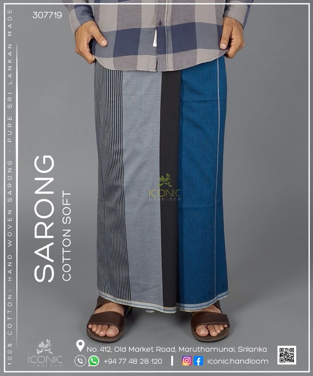 Handloom Cotton Sarong - The Beira Nightfall - ICS 307719