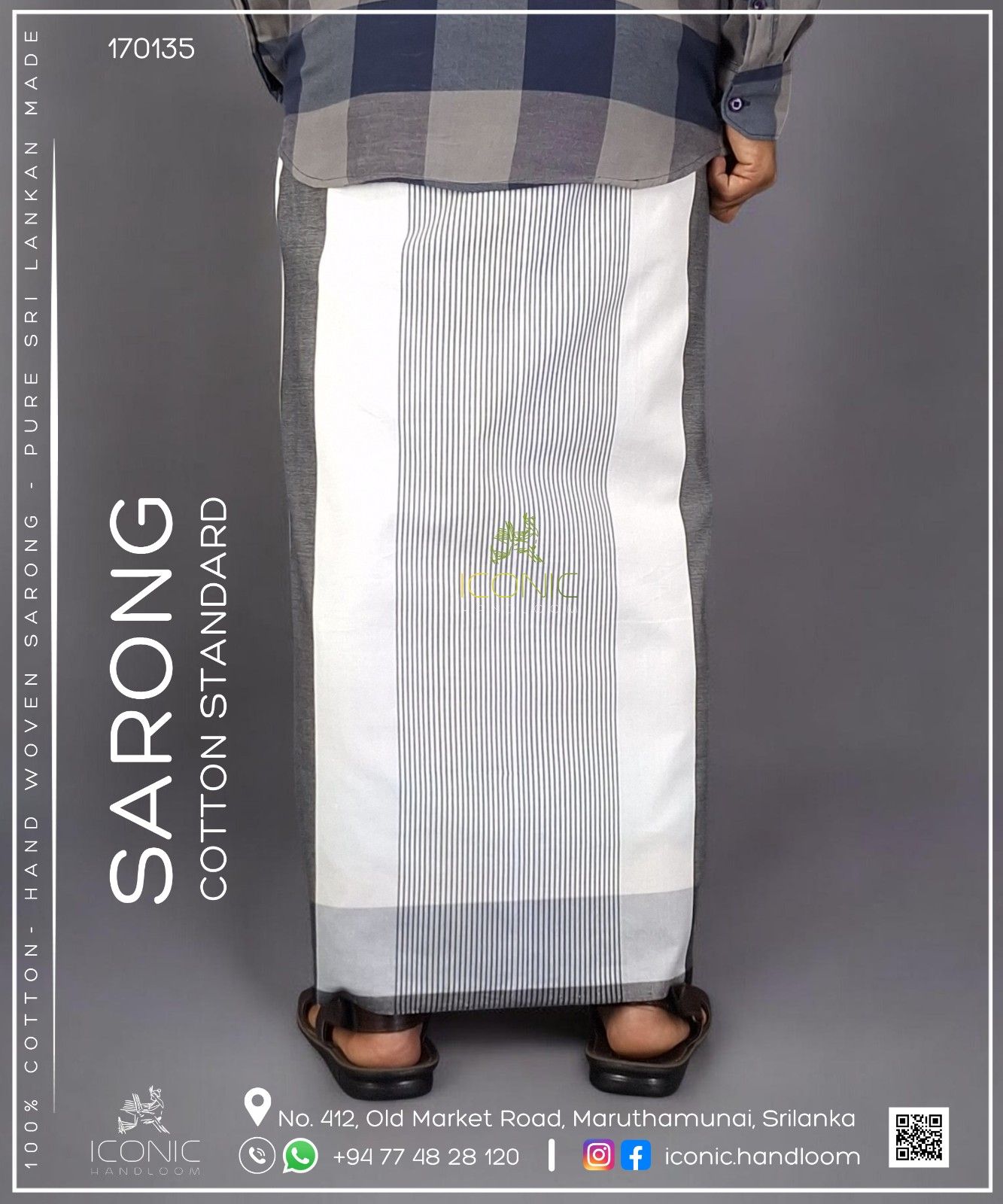 Handloom Cotton Sarong - The Silver Mist - ICS 170135