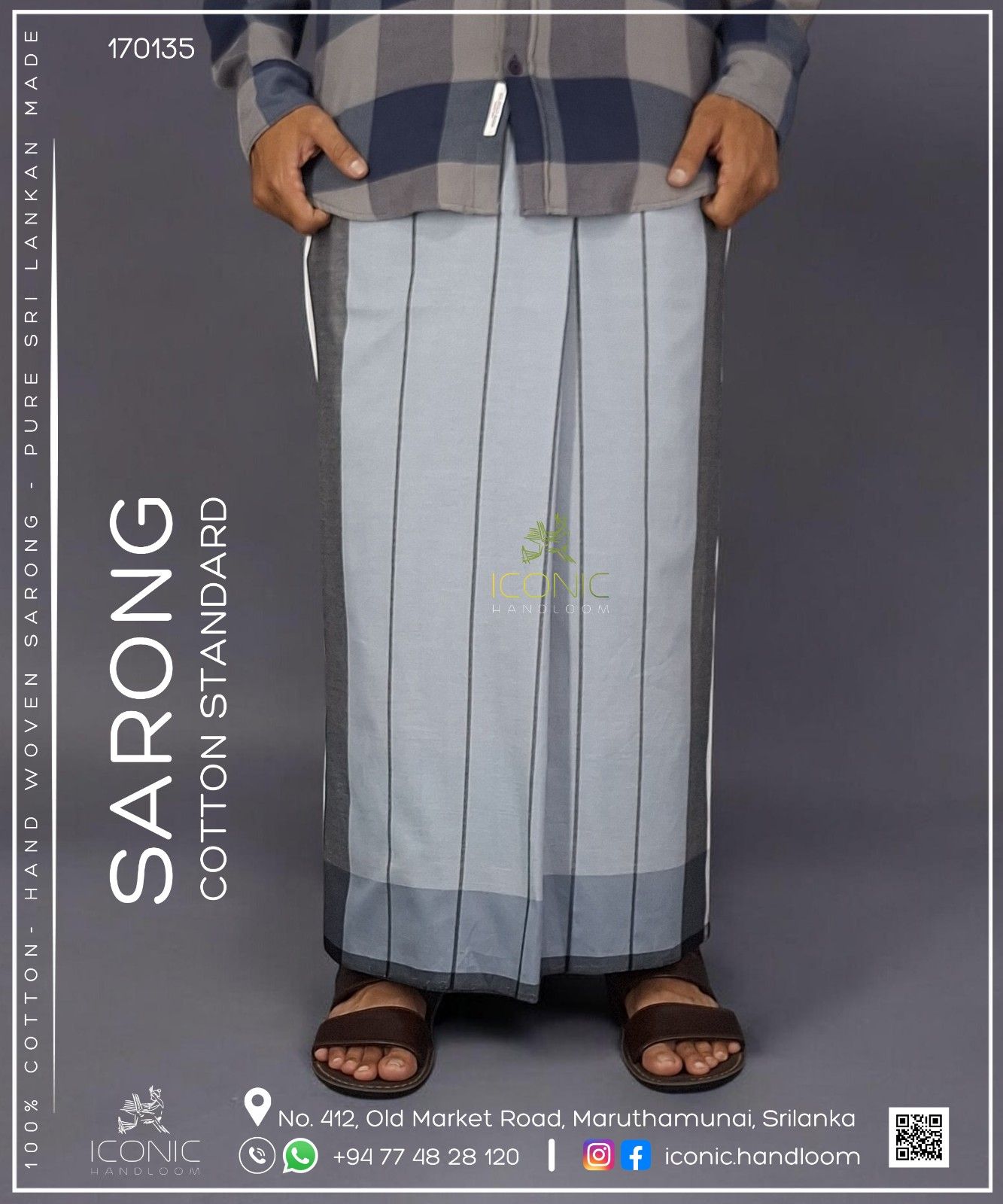 Handloom Cotton Sarong - The Silver Mist - ICS 170135