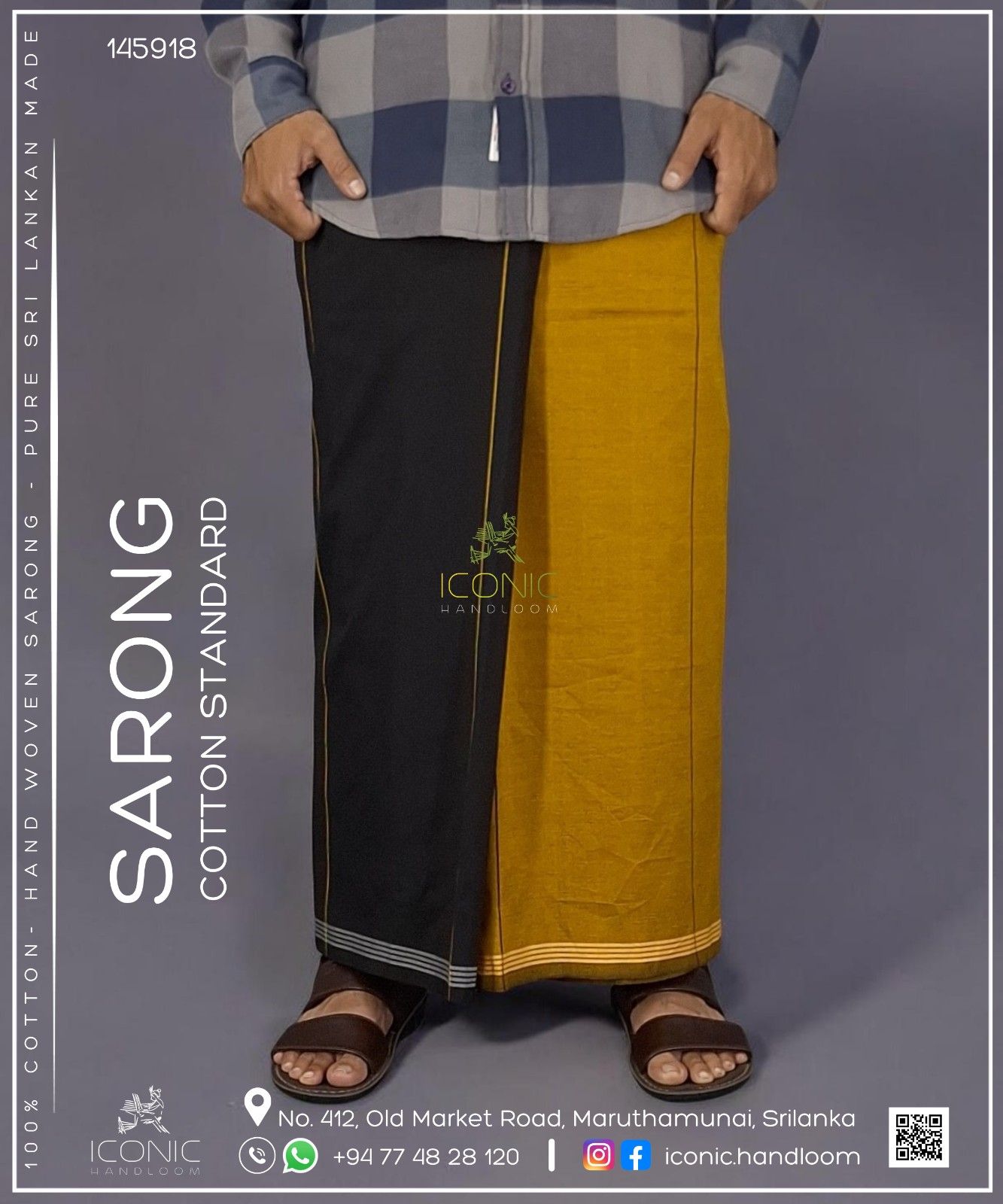 Handloom Cotton Sarong - The Urban Goldline - ICS 145918