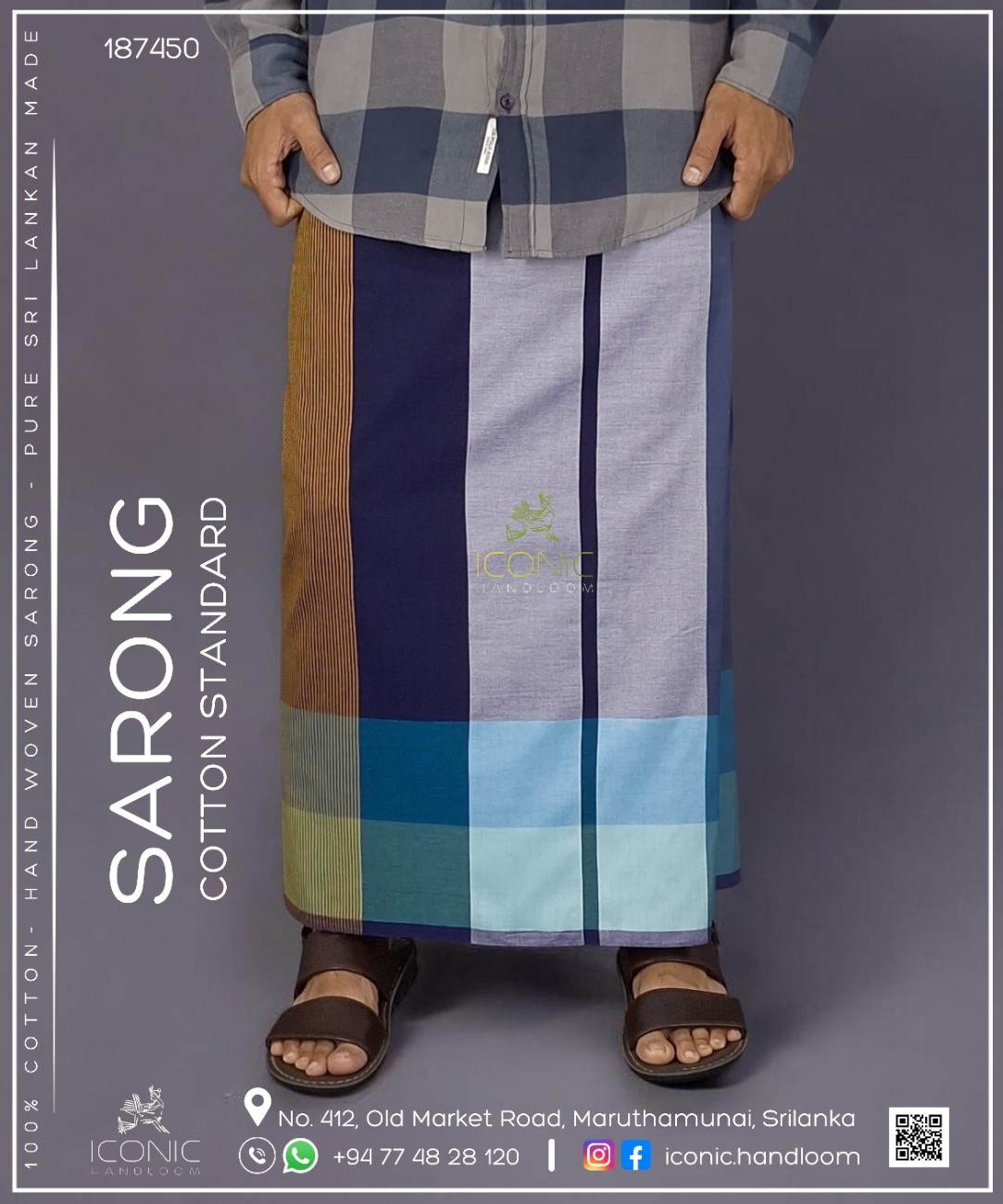 Handloom Cotton Sarong - The Lotus Tower - ICS 187450
