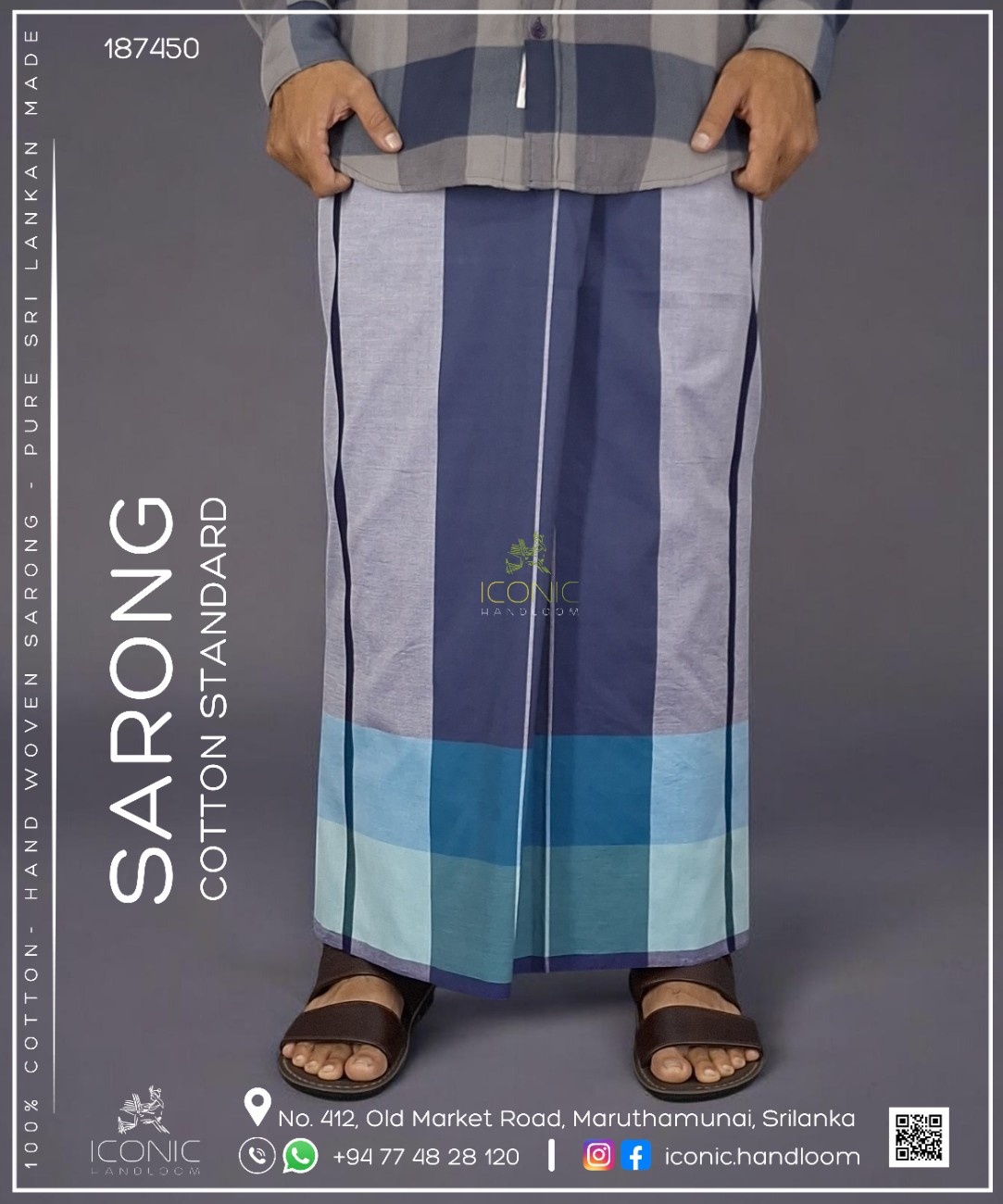 Handloom Cotton Sarong - The Lotus Tower - ICS 187450