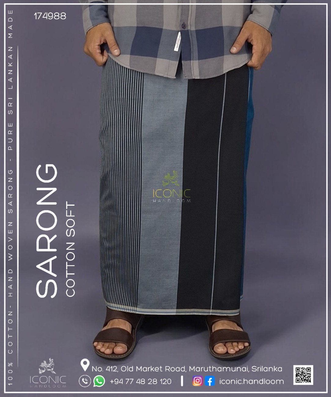 Handloom Cotton Sarong - The Independence Square - ICS 174988