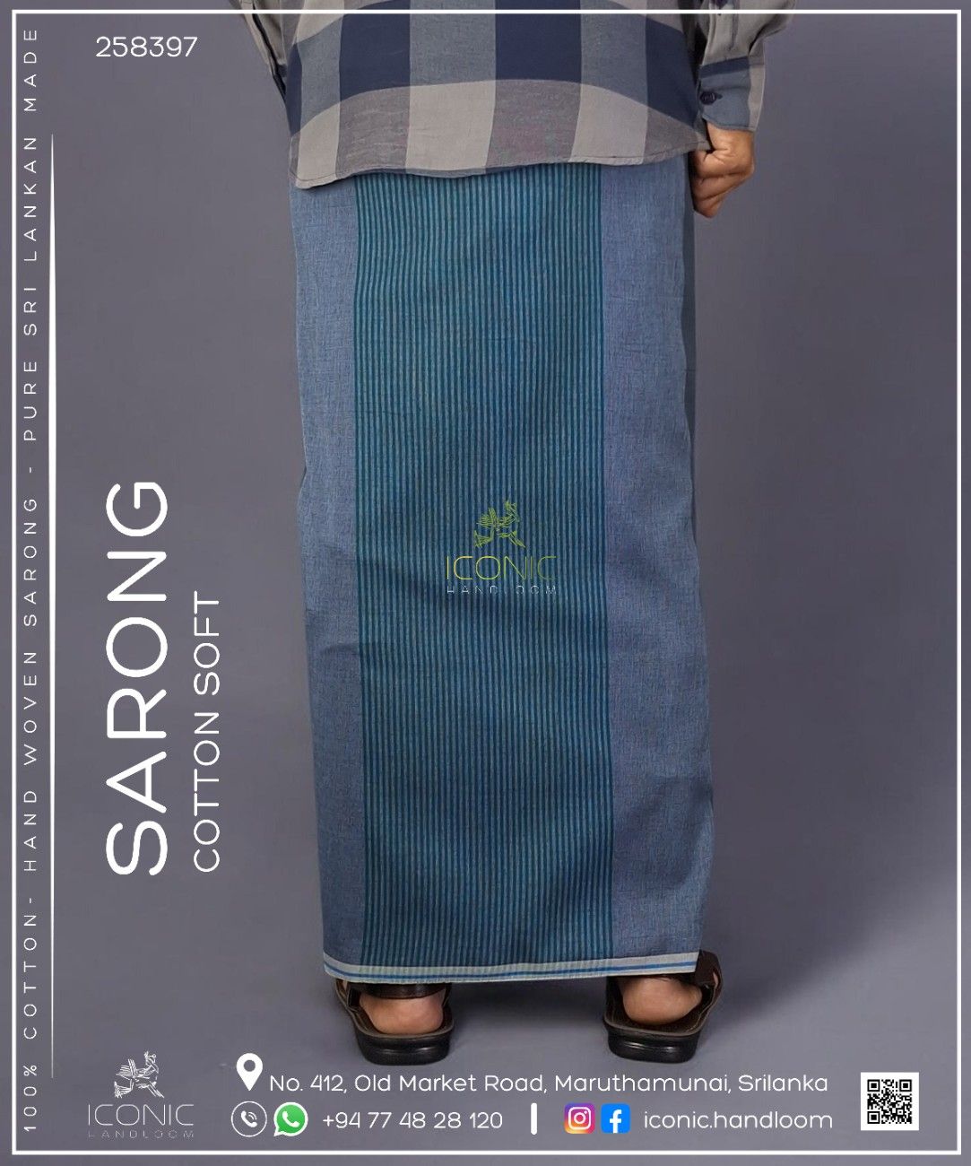 Handloom Cotton Sarong - The Knukless Deep - ICS 258397