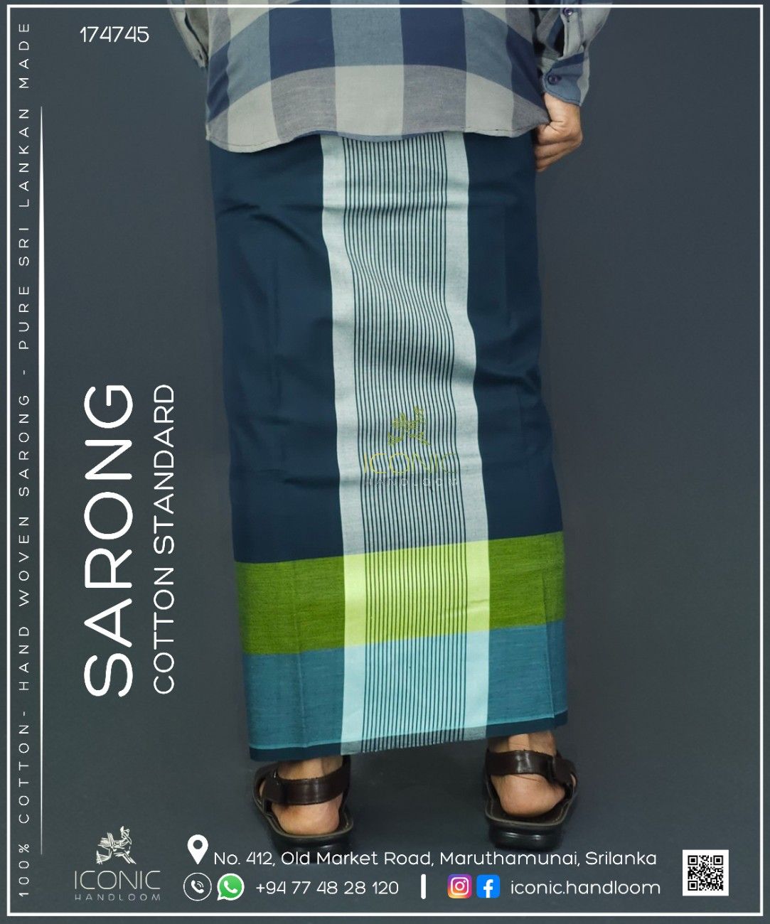 Handloom Cotton Sarong - The Verdant Eclipse  -  ICS 174745