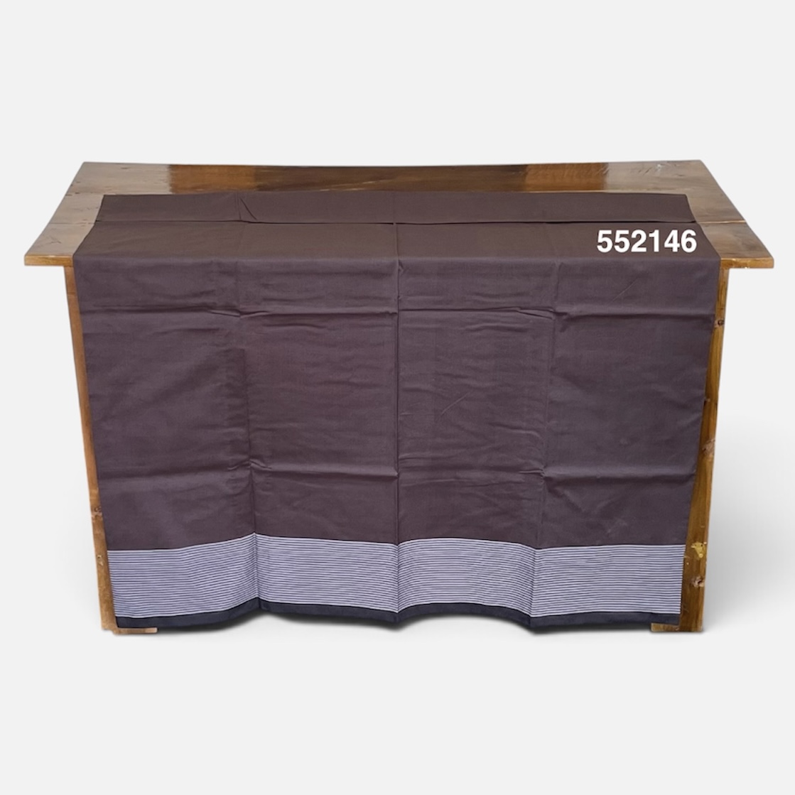 Handloom Cotton Sarong - Dusty Brown with White Horizontal Stripes - ICS 552146