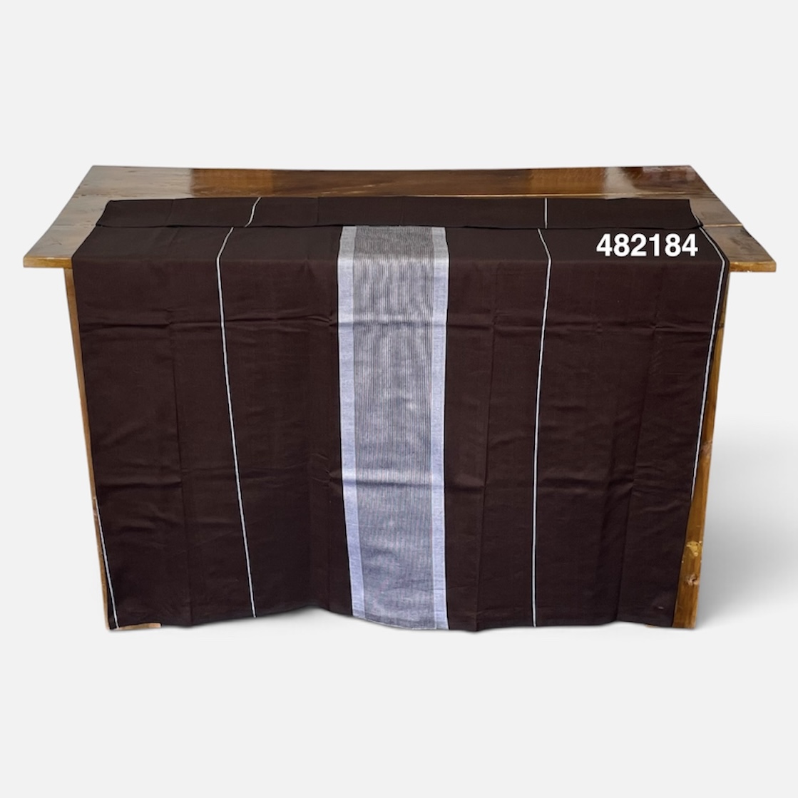 Handloom Cotton Sarong - Coffee Brown with Silver - ICS 482184
