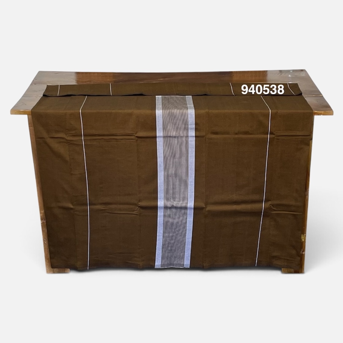Handloom Cotton Sarong - Brown with Silver stripes - ICS 940538