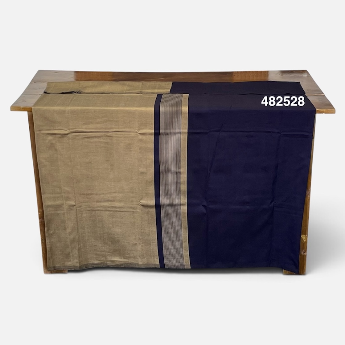 Handloom Cotton Sarong - Deep Royal Blue with Beige- ICS 482528