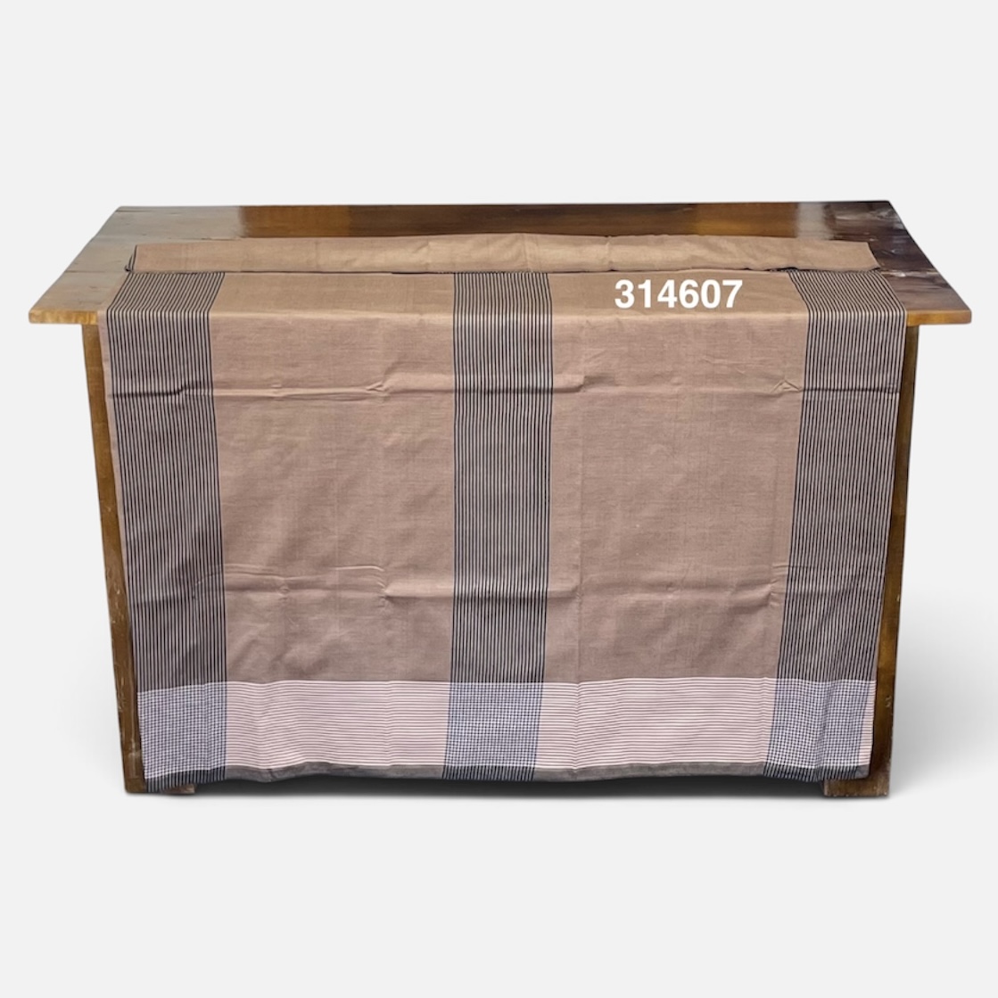 Handloom Cotton Sarong - Beige and Deep Teal with Horizontal Stripes  -  ICS 314607
