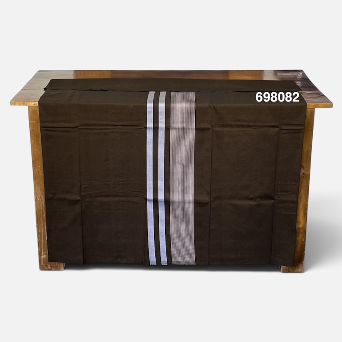 Handloom Cotton Sarong - Bronze, Dark Blue and Dusty Rose with Silver  -  ICS 698082