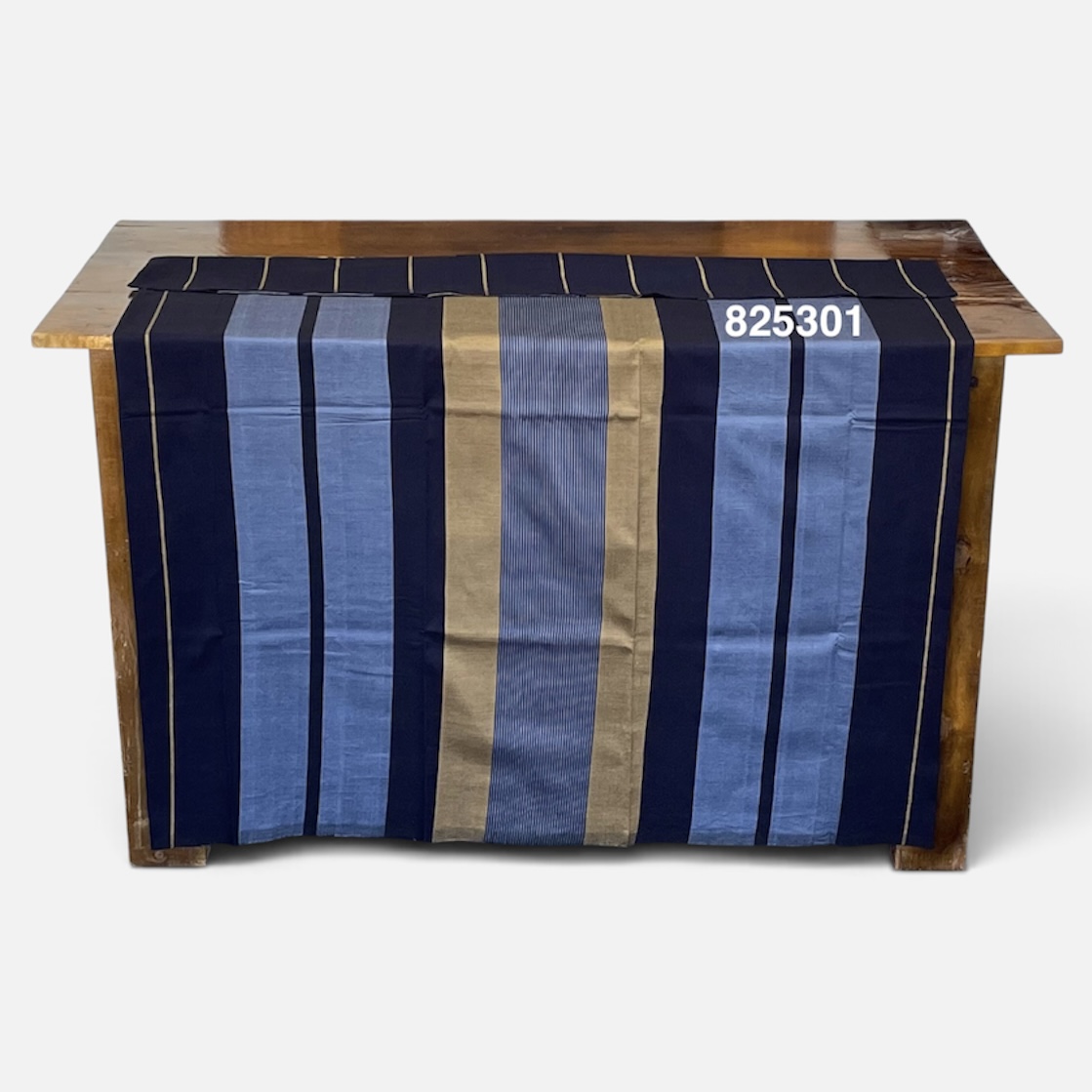 Handloom Cotton Sarong - Beige and Sky Blue with Dark Blue  -  ICS 825301