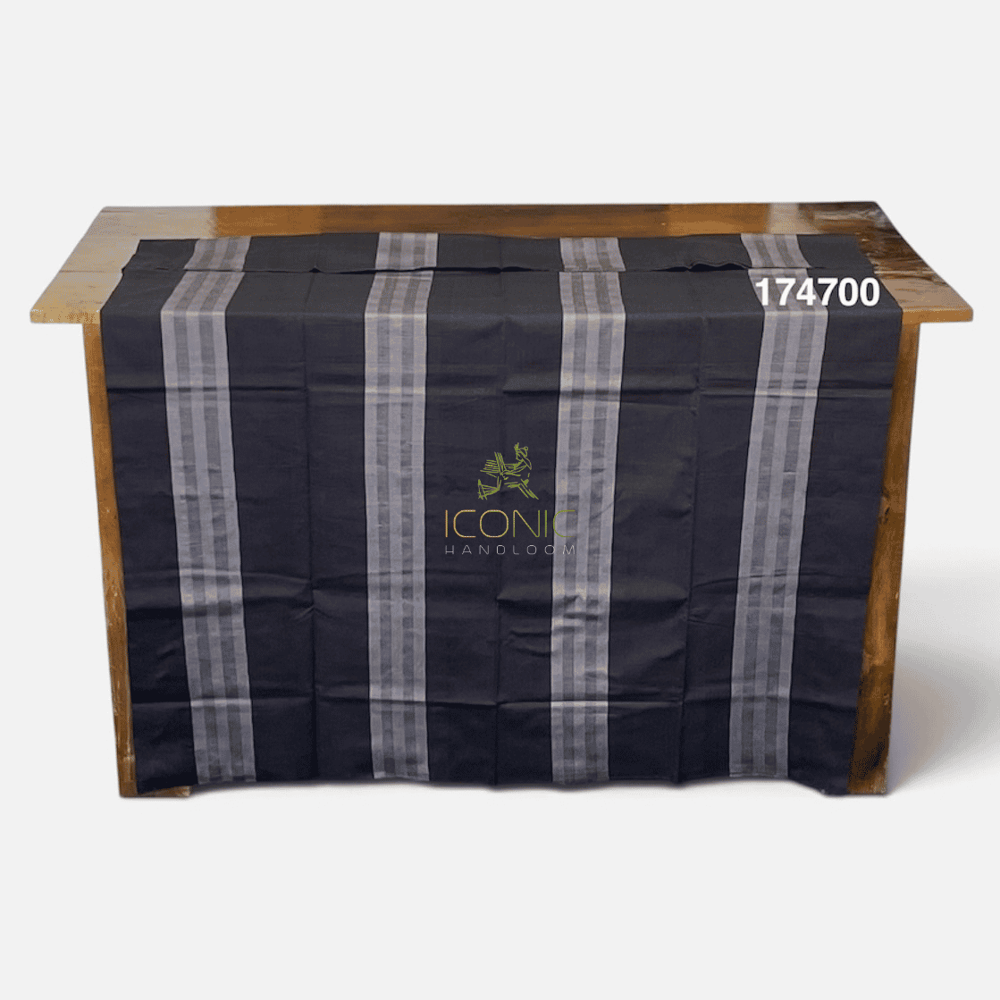 Handloom Cotton Puni Sarong - Dark Grey with Silver - ICS 174700