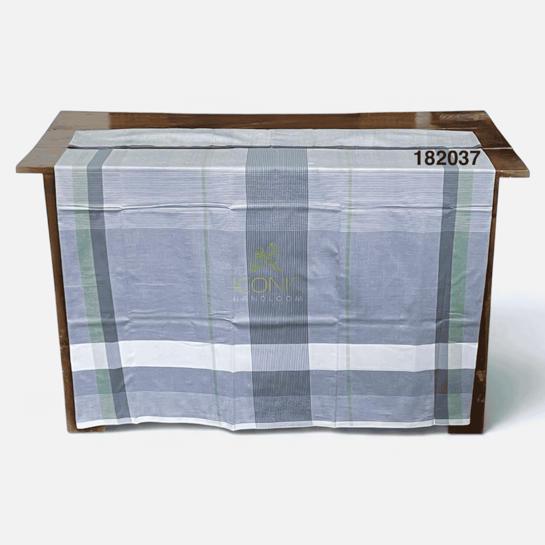 Handloom Cotton Sarong - Silver and Grey with Horizontal Stripes -  ICS 182037