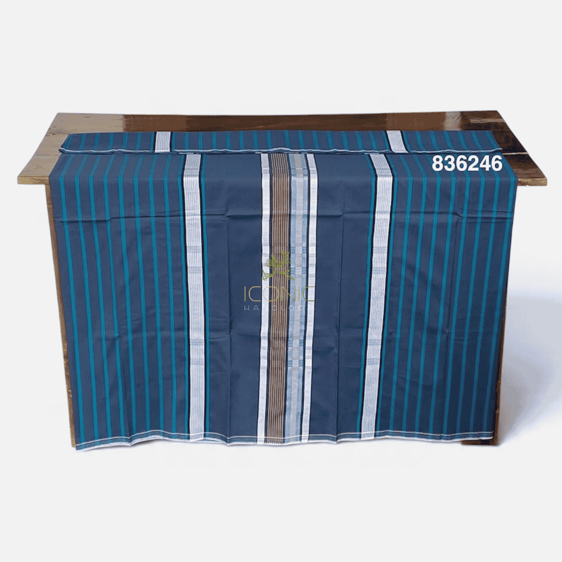 Handloom Cotton Puni Sarong - Dark Grey, Black, Teal and Light Brown with Multi Color Bottom Border - ICS 836246